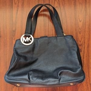 Micheal Kors Large Pebbled Leather Shoulder Bag, Black